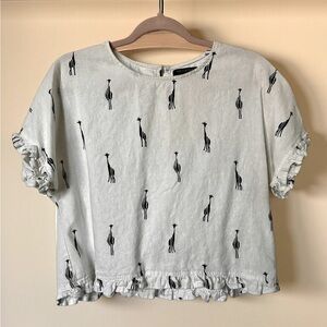 For Cynthia Black MP Linen Cropped Blouse